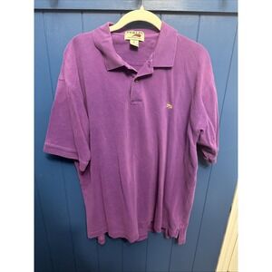 Perlis Pique Polo Shirt Men Large Purple Peruvian Cotton Crawfish Logo New Orlea